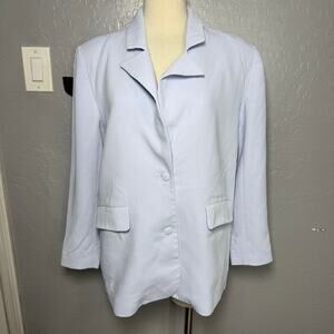 Good American Pastel Blue Single Breasted Blazer Jacket Covered Buttons, S/M